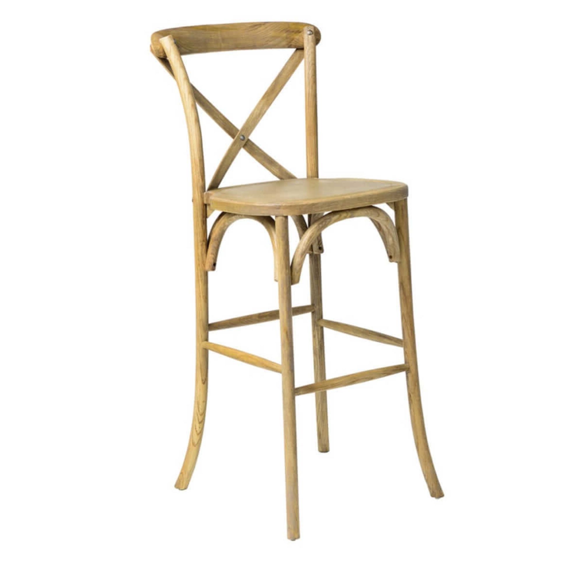 Natural Wood Crossback Barstool