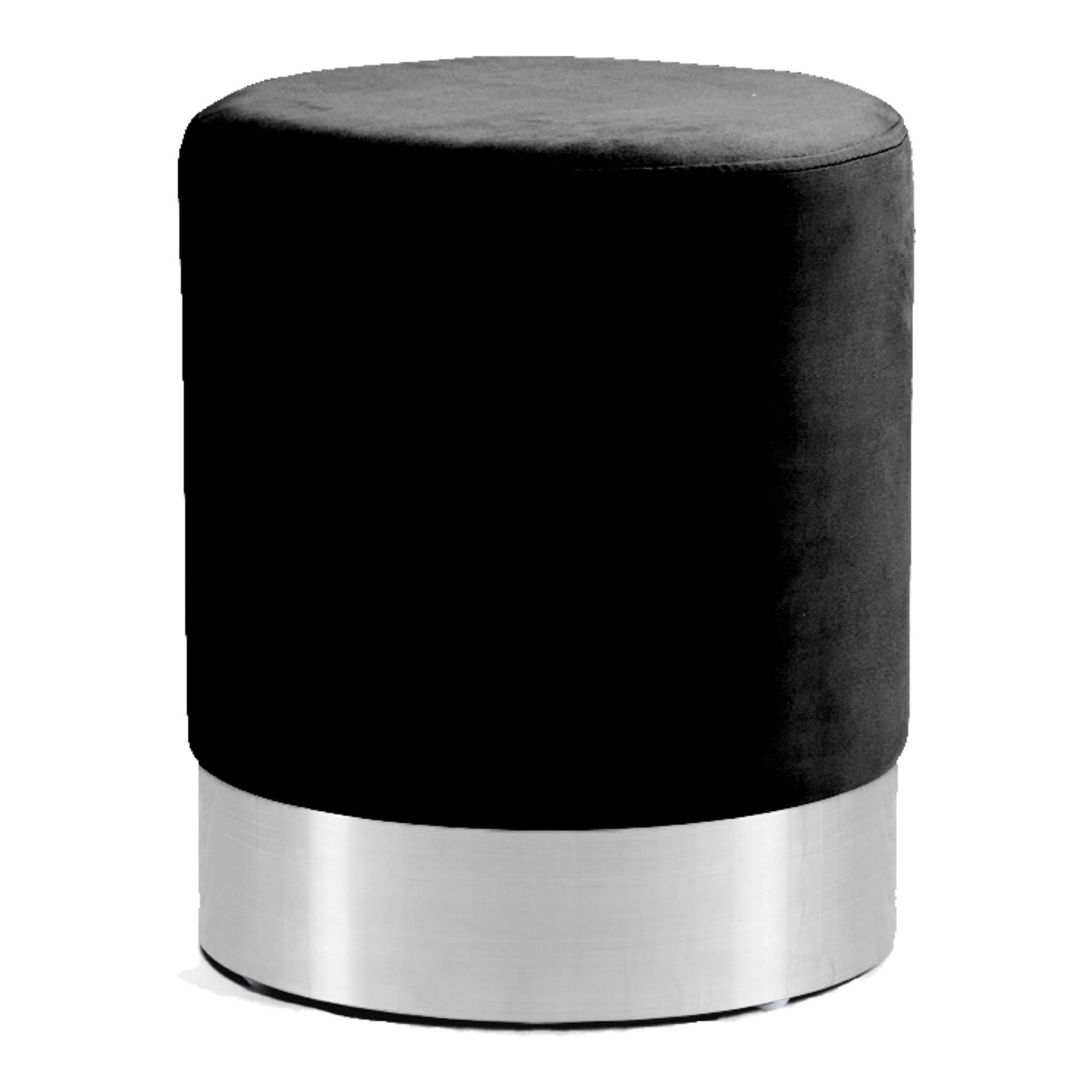 Bowery Black Silver Ottoman