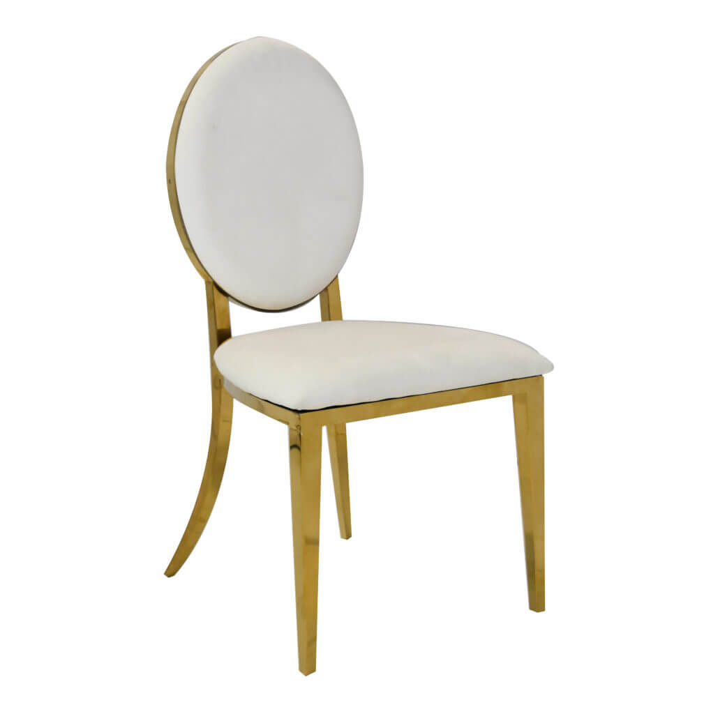 Imperial Gold Dining Chair White Glam Party Rentals