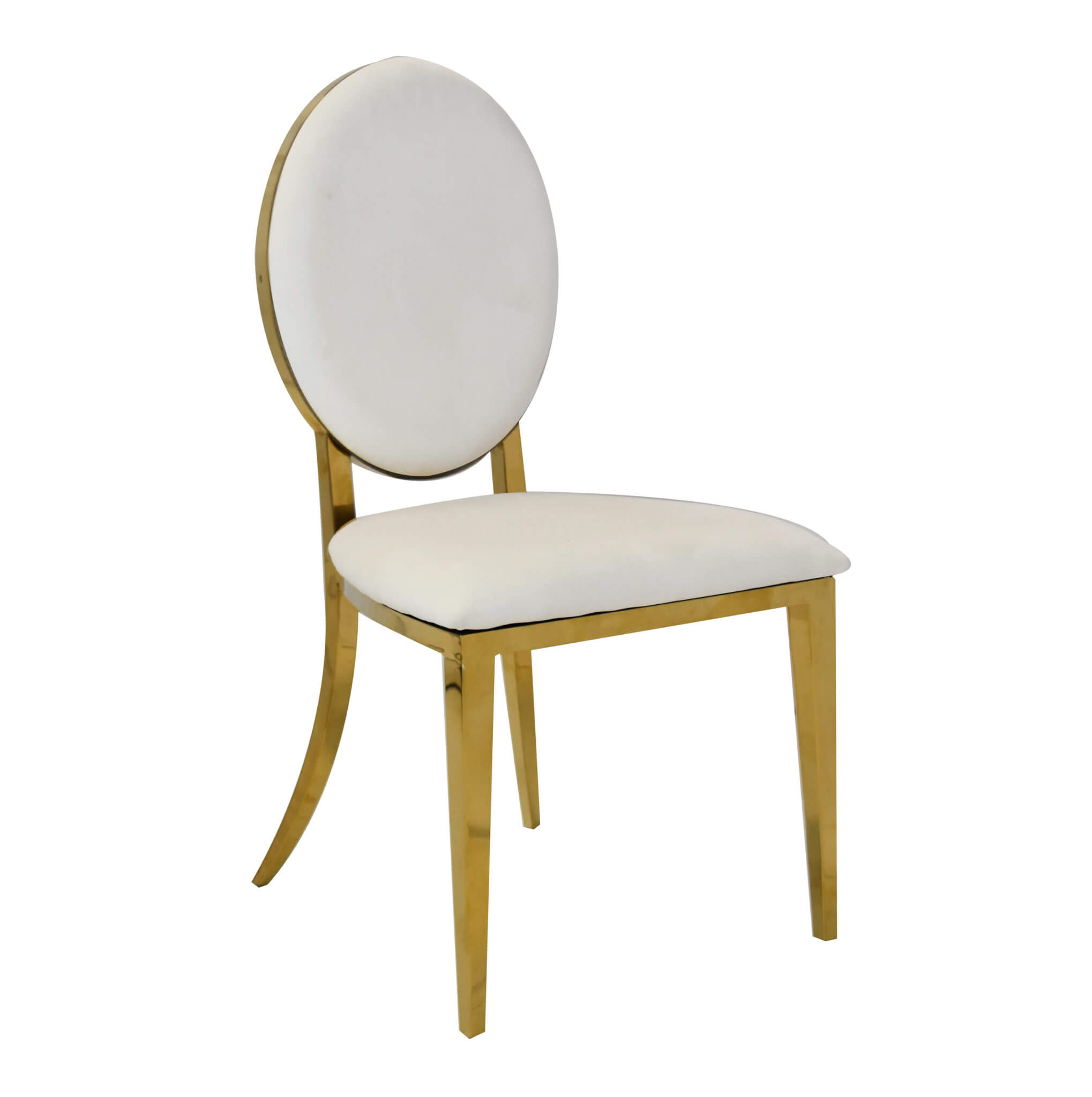 Imperial Gold Dining Chair- White | Glam Party Rentals