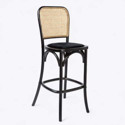 Bali Rattan Black Cushion Barstool