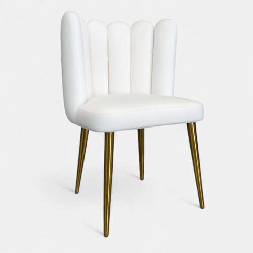 Blosson White Dining Chair Gold