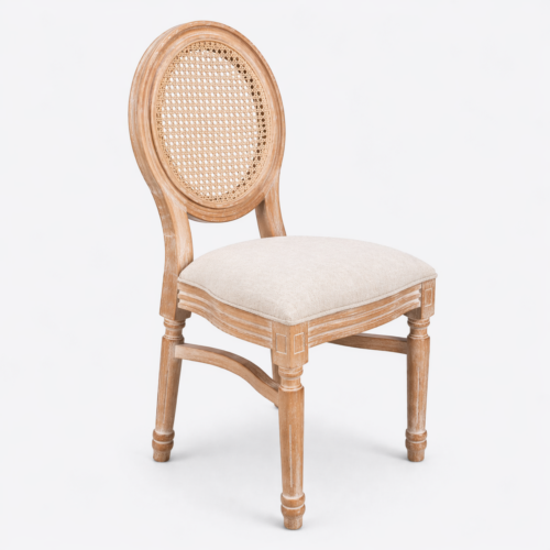 Louis Rattan Dining Chair Linen