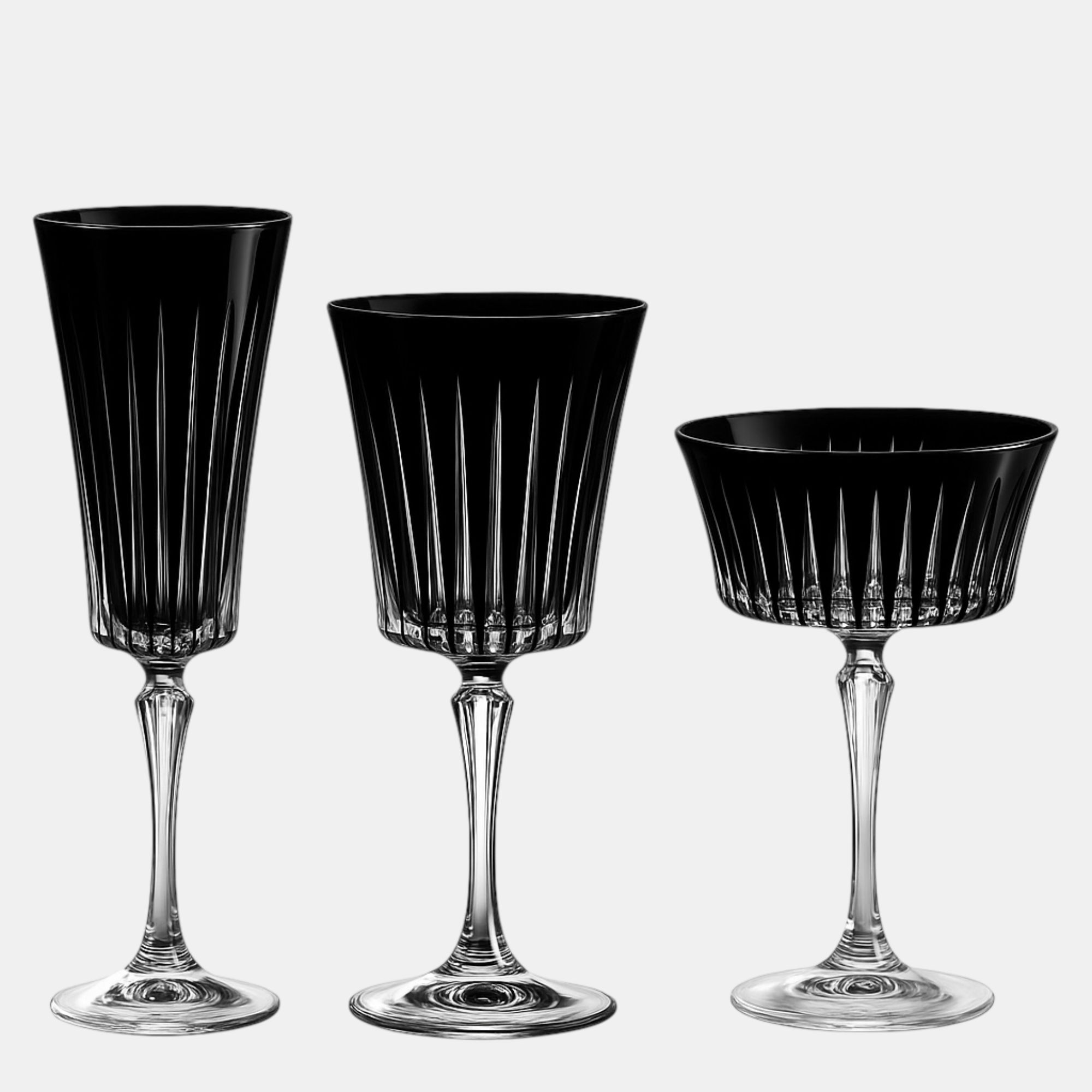 Baccarat Black Glassware Collection - Glam Party Rentals