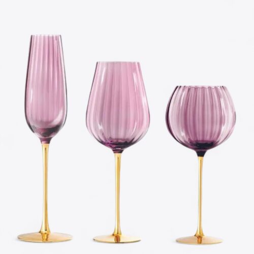 Tulip Purple Gold Glassware Collection