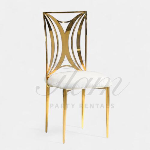 Celine Gold Dining Chair White