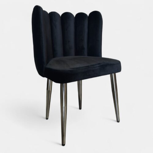 Blossom Black DIning Chair Silver Legs