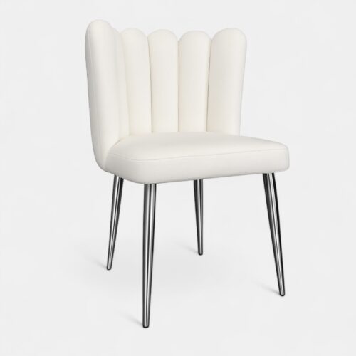 Blosson White Dining Chair Silver Legs