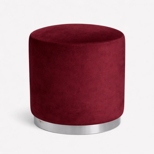 Gala Red Wine Silver Ottoman
