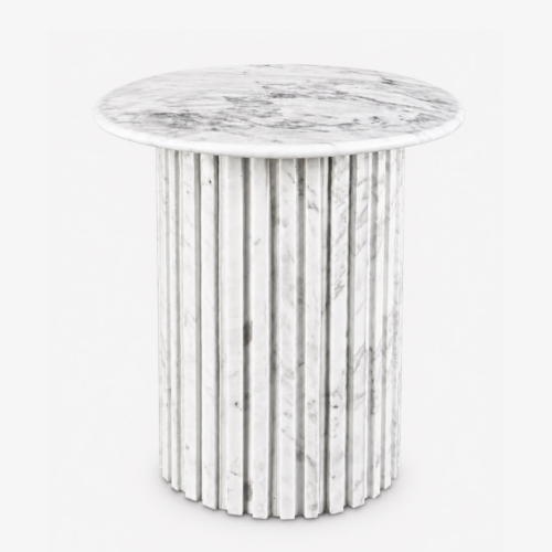 Carrara Marble White Side Table